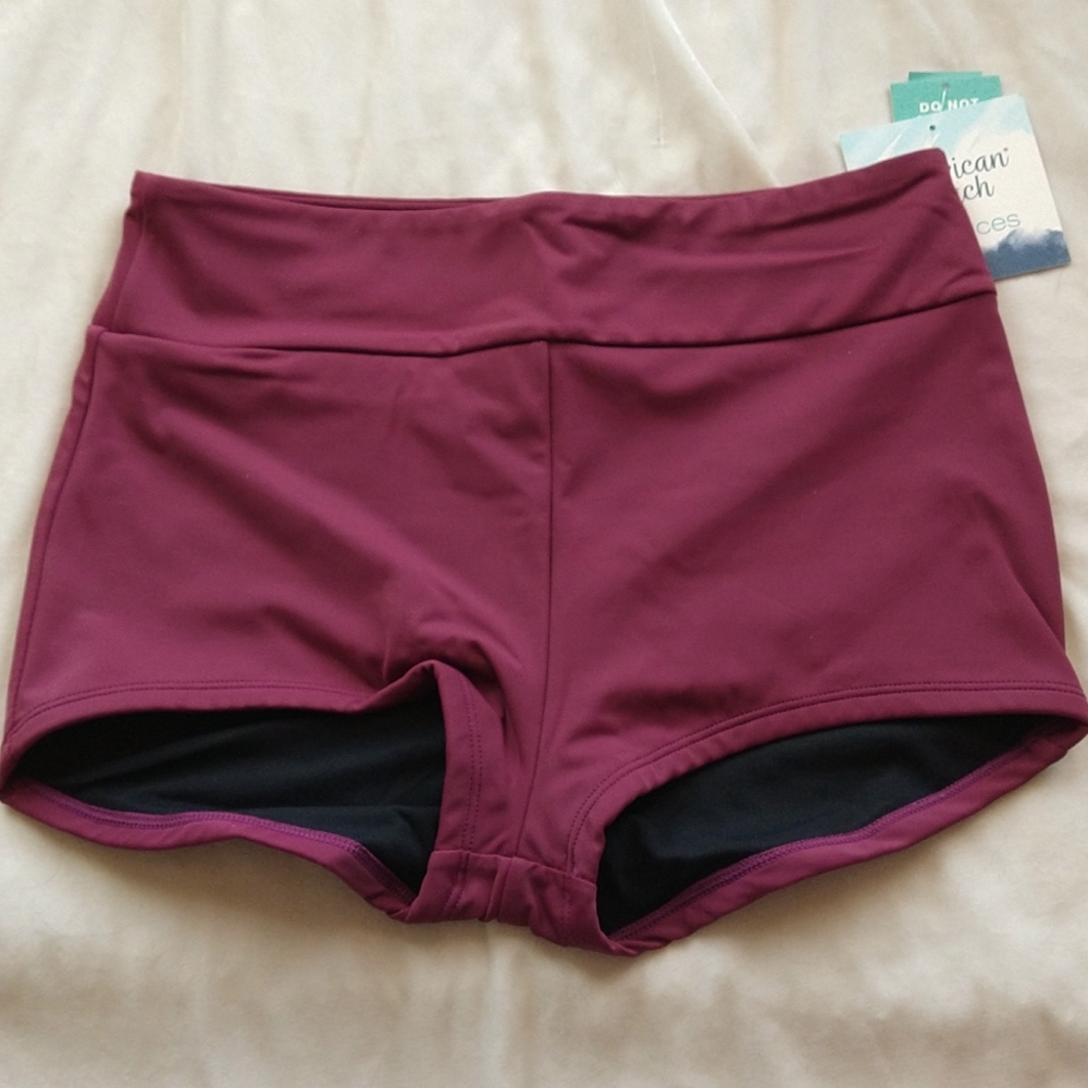American beach by Maurices maroon high waist boyshort swim bottoms NWT size S